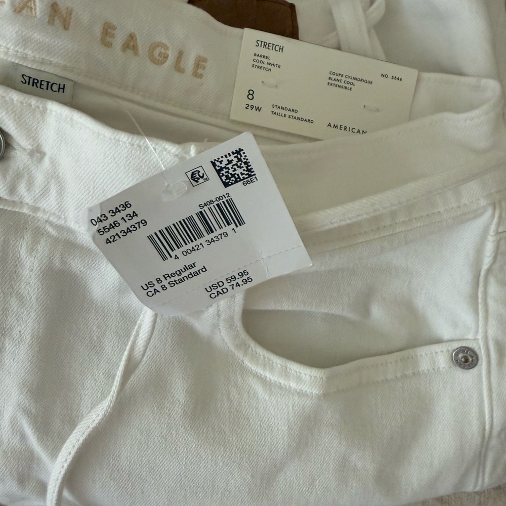 American Eagle Outfitters Crisp White Barrel Leg Jeans - Picture 5 of 5